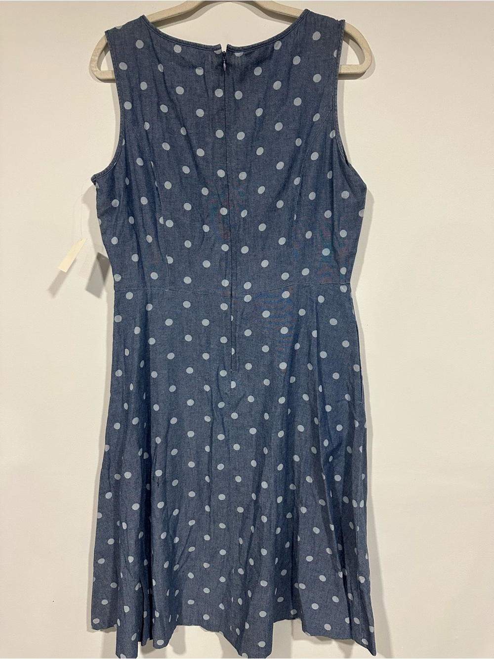 NWT Talbots Chambray Polka Dot A-line Fit & Flare Sleeveless Dress Women’s 12 - Picture 2 of 5